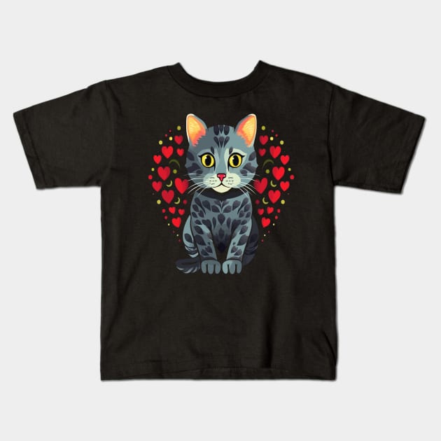 American Shorthair Valentine Day Kids T-Shirt by JH Mart